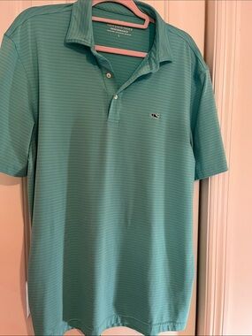 Vineyard Vines Aqua Stripe Performance Polo